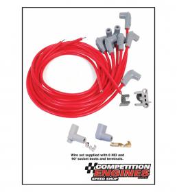 MSD-31239  Super Conductor, Spiral Core 8.5mm Ignition Leads. Red 90 deg Boots Universal V8